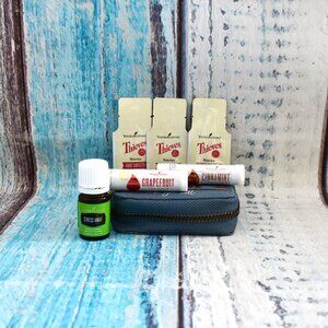 SET OF 7-Stress Away Zipper Pouch Thieves Purifier Cinnamint Grape Young Living